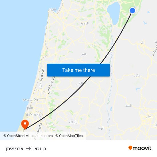 אבני איתן to בן זכאי map