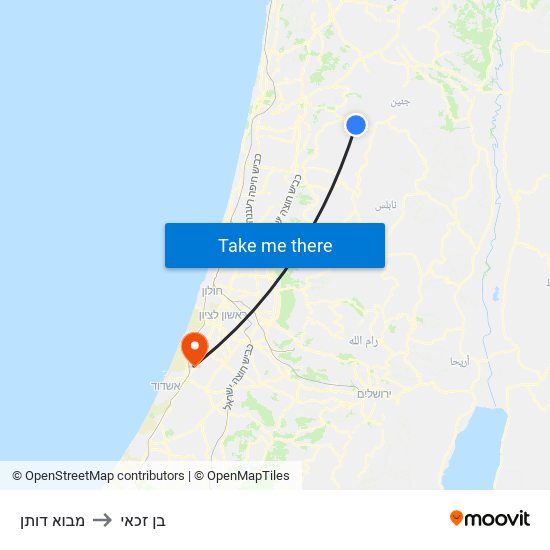 מבוא דותן to בן זכאי map