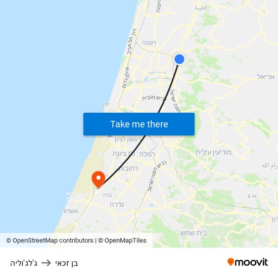 ג'לג'וליה to בן זכאי map