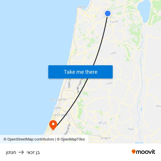 חנתון to בן זכאי map