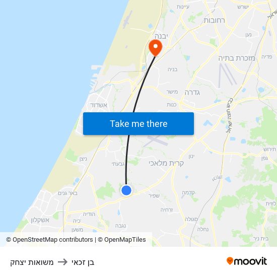 משואות יצחק to בן זכאי map