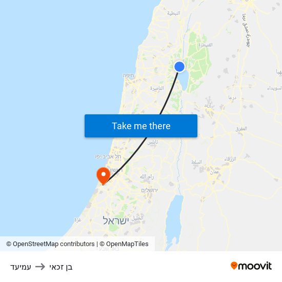 עמיעד to בן זכאי map