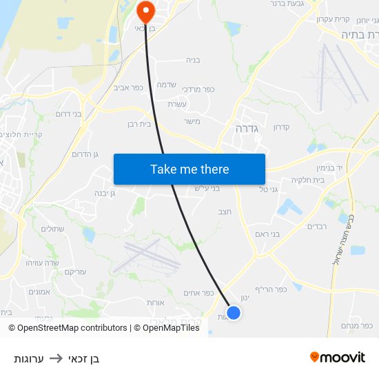 ערוגות to בן זכאי map