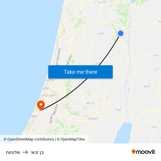 שלוחות to בן זכאי map