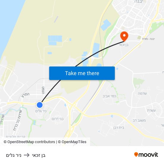 ניר גלים to בן זכאי map