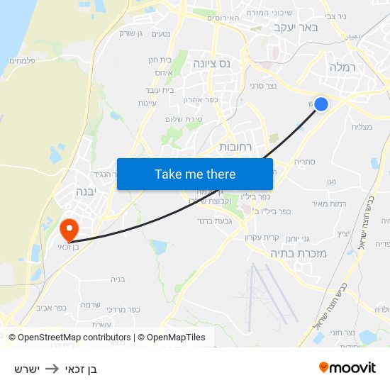 ישרש to בן זכאי map