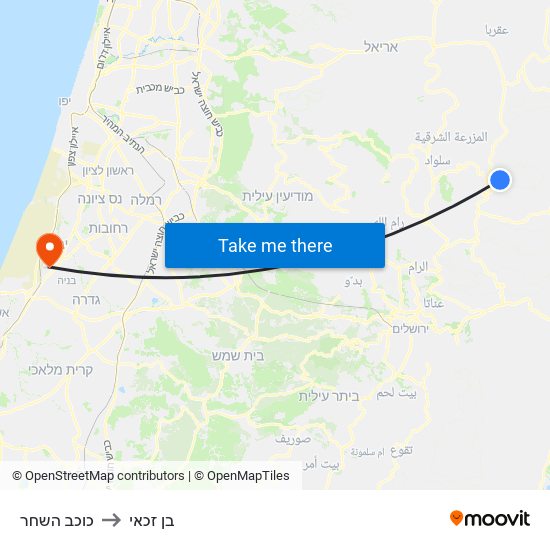 כוכב השחר to בן זכאי map