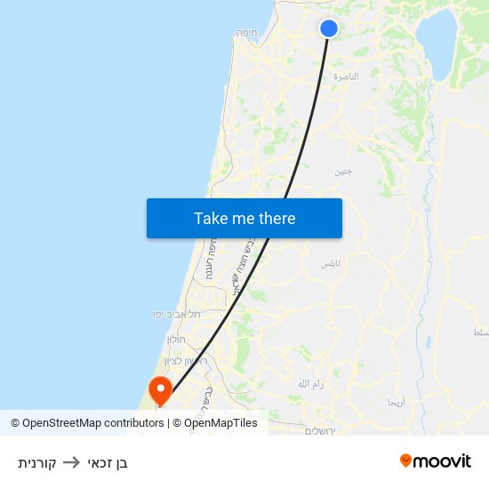 קורנית to בן זכאי map