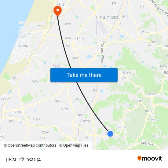 גלאון to בן זכאי map