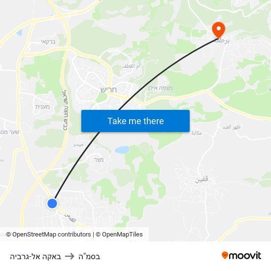 באקה אל-גרביה to בסמ"ה map