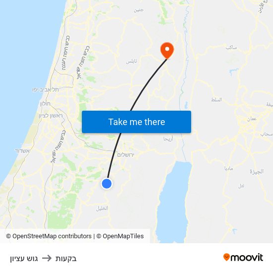 גוש עציון to בקעות map