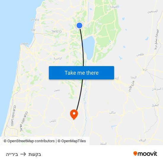 בירייה to בקעות map