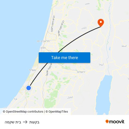 בית שקמה to בקעות map