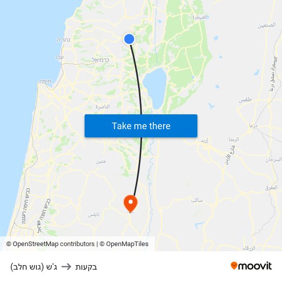 ג'ש (גוש חלב) to בקעות map