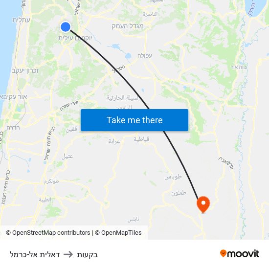 דאלית אל-כרמל to בקעות map