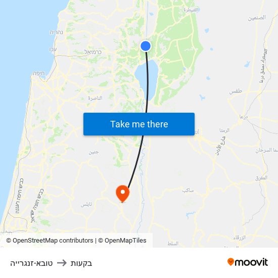 טובא-זנגרייה to בקעות map