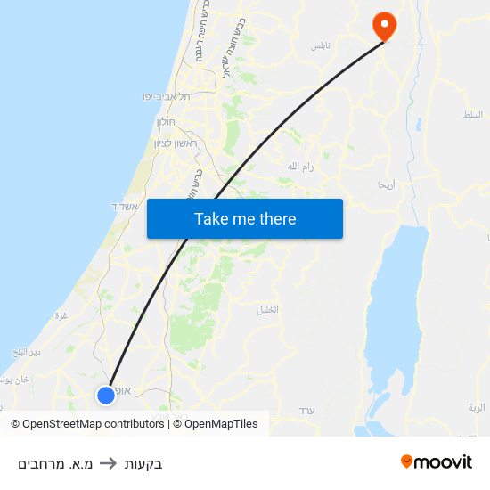 מ.א. מרחבים to בקעות map