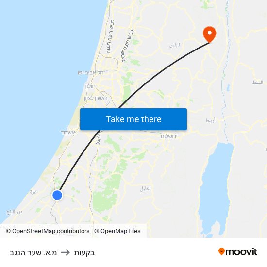 מ.א. שער הנגב to בקעות map