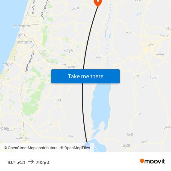 מ.א. תמר to בקעות map