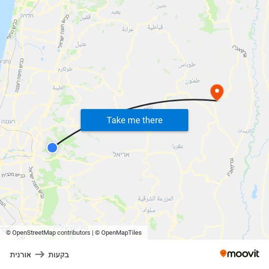 אורנית to בקעות map