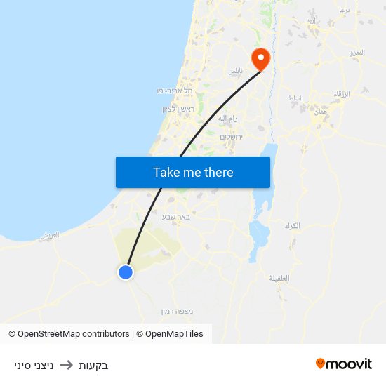 ניצני סיני to בקעות map