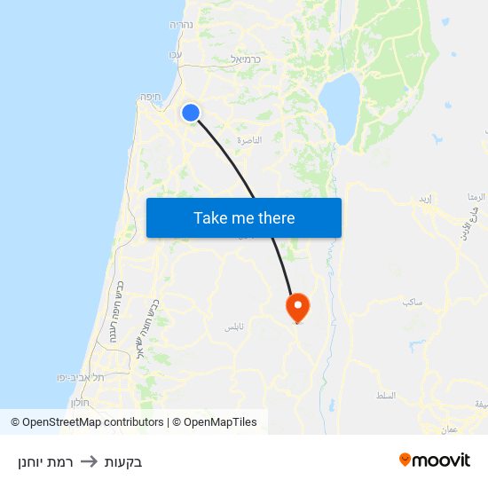 רמת יוחנן to בקעות map