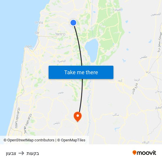 צבעון to בקעות map