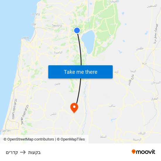 קדרים to בקעות map