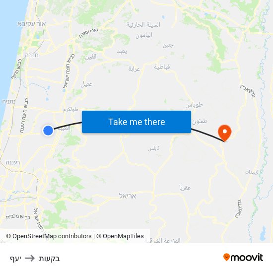 יעף to בקעות map