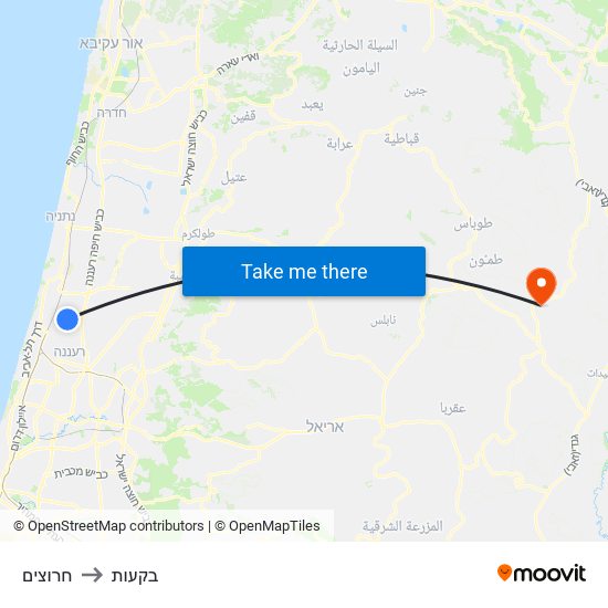 חרוצים to בקעות map