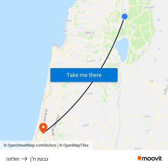 חולתה to גבעת ח"ן map