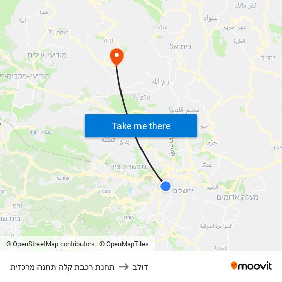 תחנת רכבת קלה תחנה מרכזית to דולב map