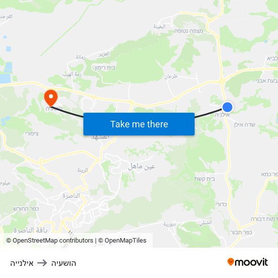 אילנייה to הושעיה map