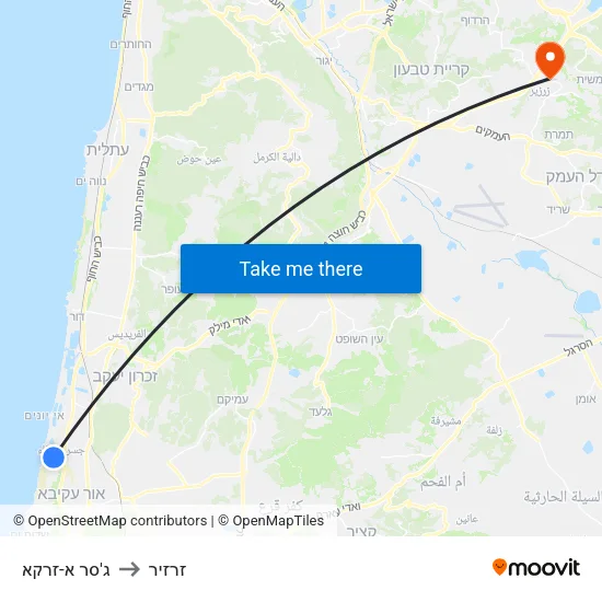 ג'סר א-זרקא to זרזיר map
