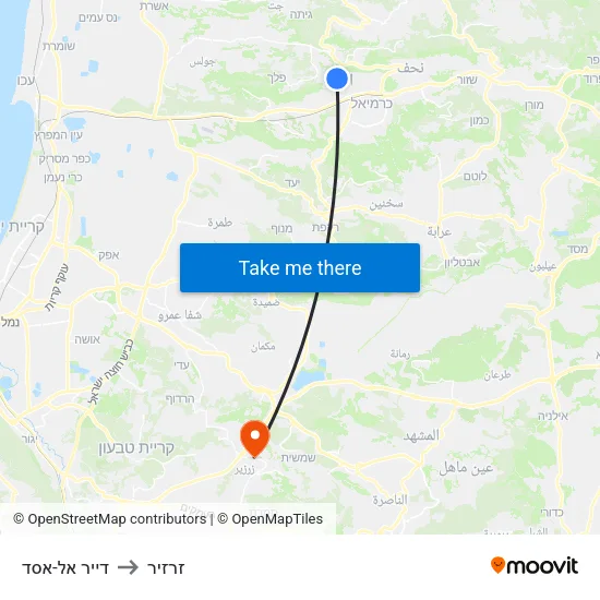 דייר אל-אסד to זרזיר map
