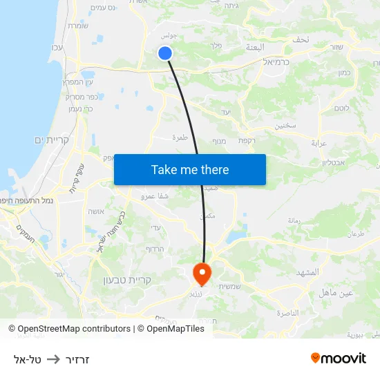 טל-אל to זרזיר map