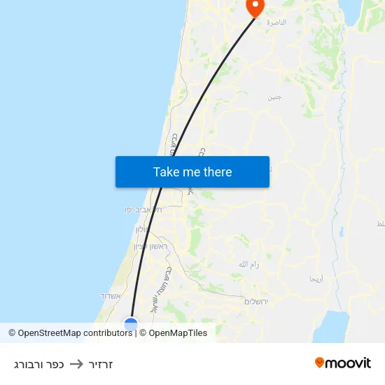 כפר ורבורג to זרזיר map