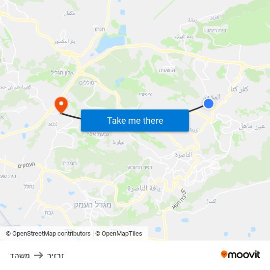 משהד to זרזיר map