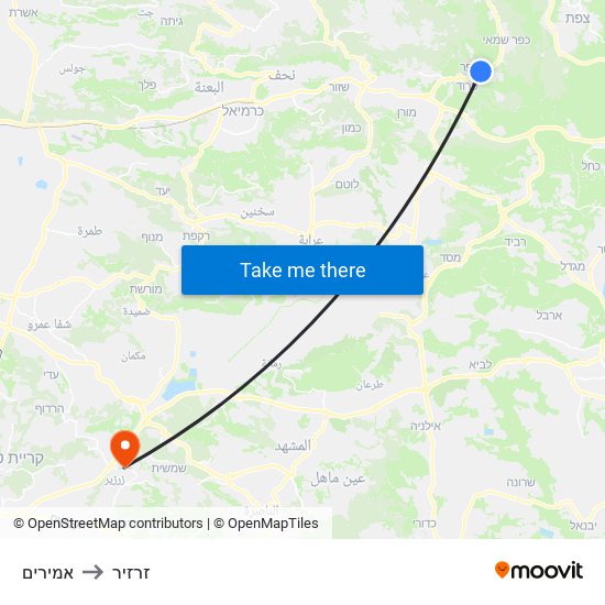 אמירים to זרזיר map