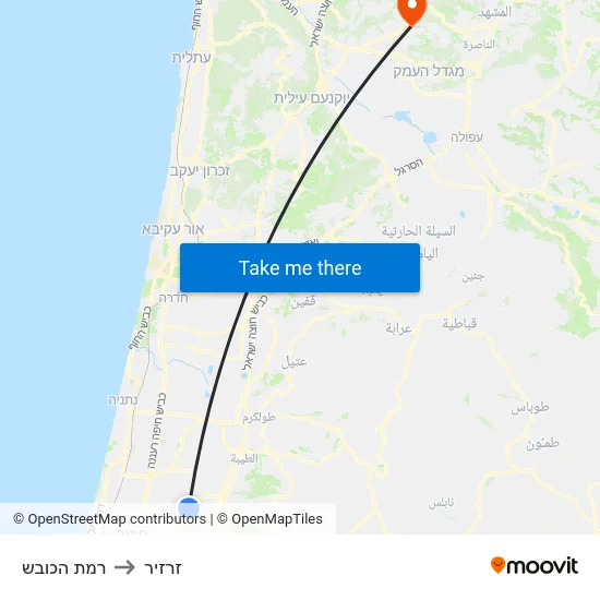 רמת הכובש to זרזיר map