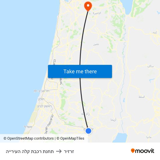 תחנת רכבת קלה העירייה to זרזיר map