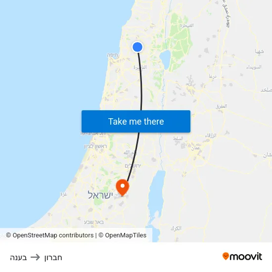 בענה to חברון map
