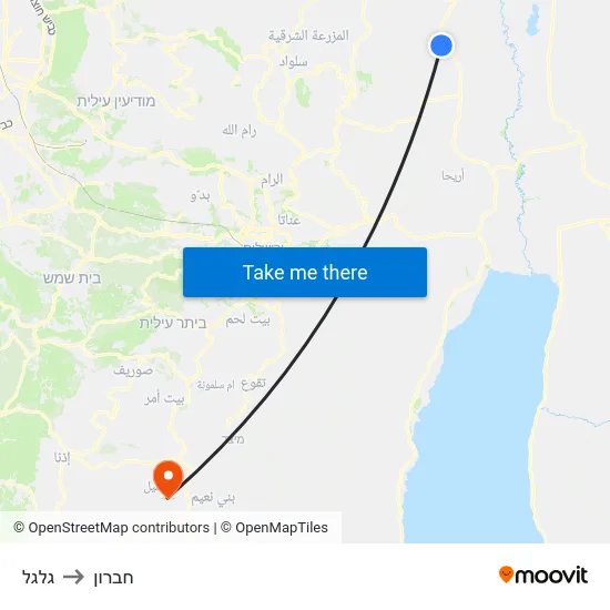 גלגל to חברון map