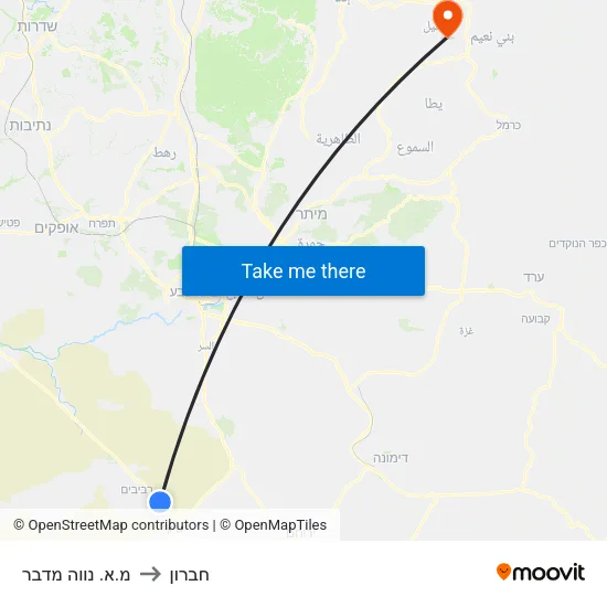 מ.א. נווה מדבר to חברון map