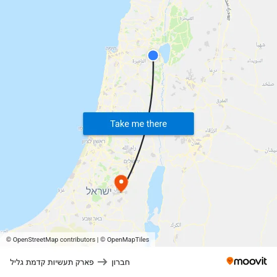 פארק תעשיות קדמת גליל to חברון map