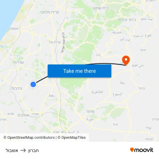 אשבול to חברון map