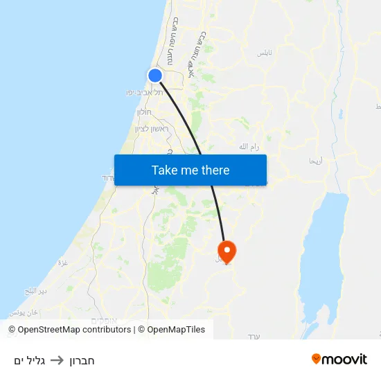 גליל ים to חברון map