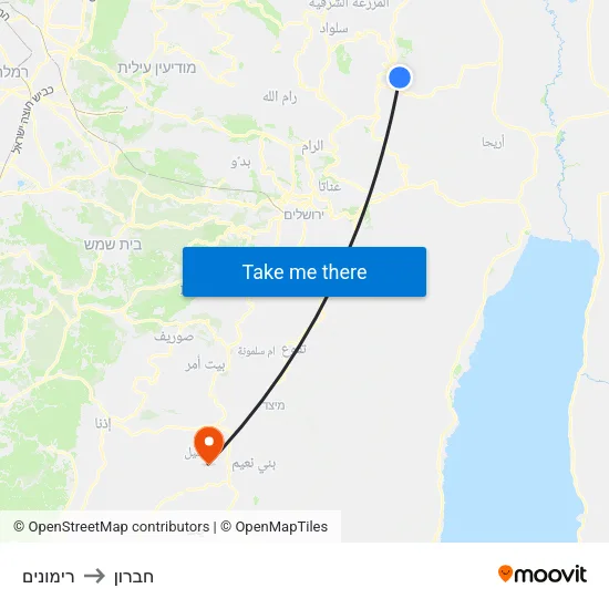 רימונים to חברון map
