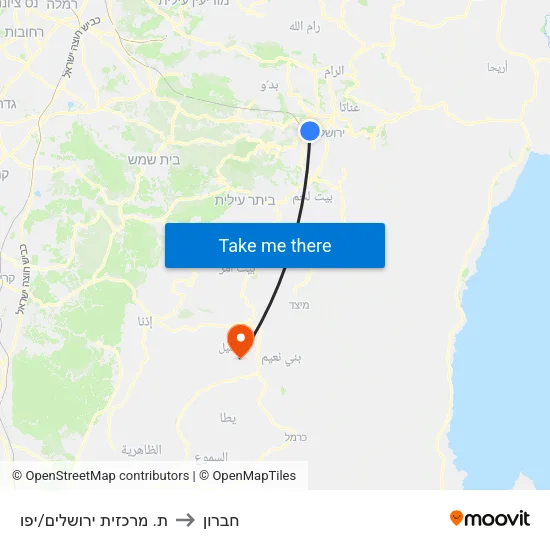 ת. מרכזית ירושלים/יפו to חברון map