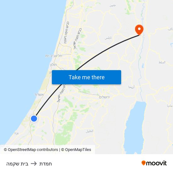 בית שקמה to חמדת map